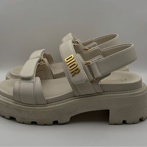 Dior Women's Sandals in Cream with Gold Accents